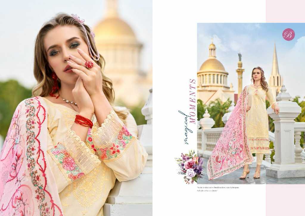 Belliza Afrozeh Wholesale Pure Cotton Lawn With Work Dress Material