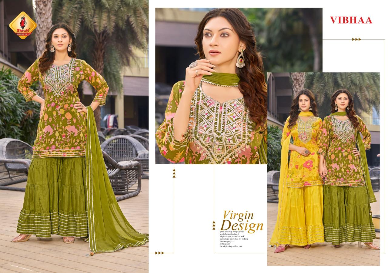 SHRUTI SUITS JASHN VOL 4 VISCOSE CHINON FULL STITCH SHARARA STYLE 3PCS DRESS