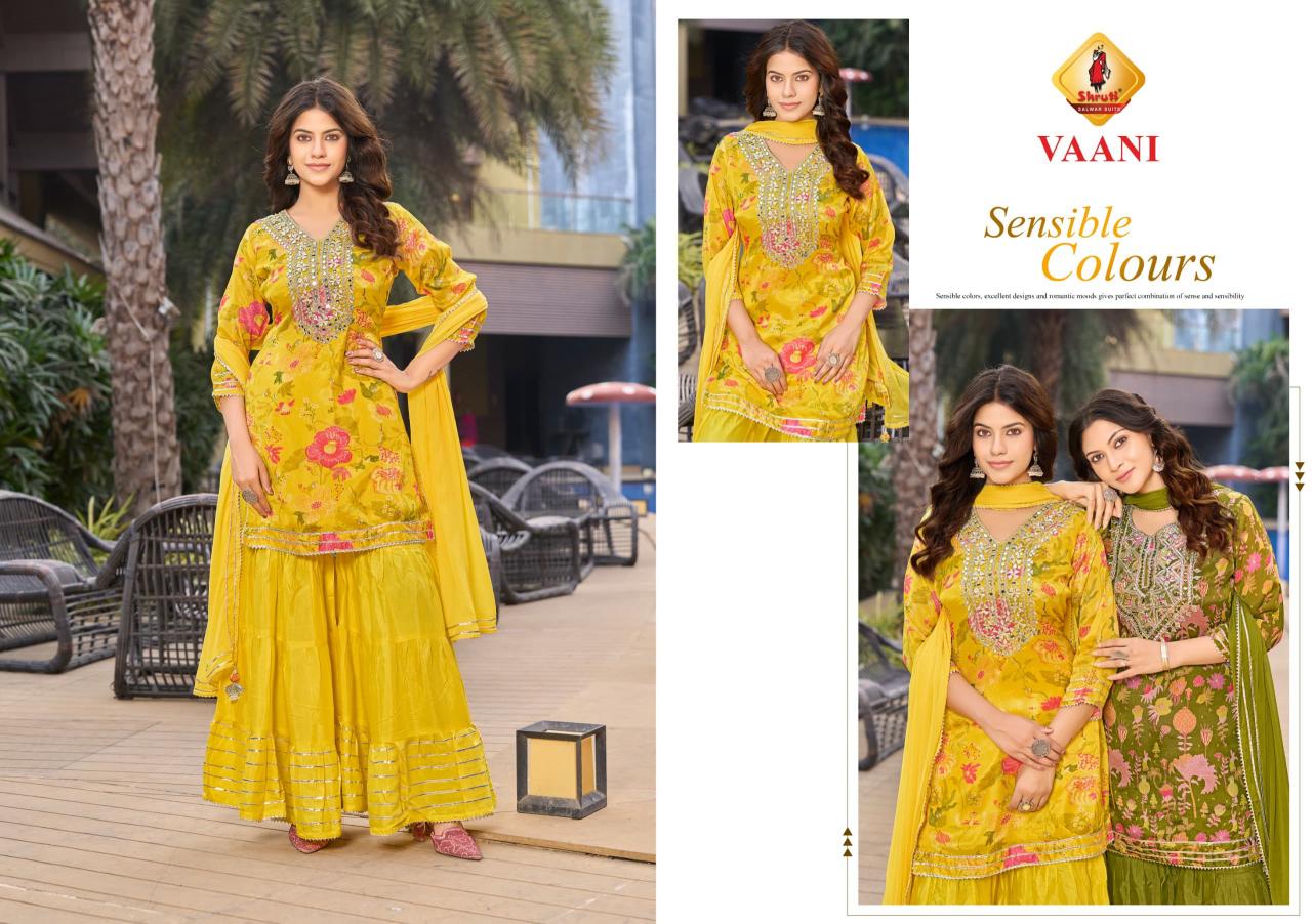 SHRUTI SUITS JASHN VOL 4 VISCOSE CHINON FULL STITCH SHARARA STYLE 3PCS DRESS