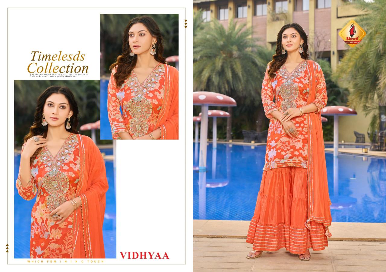 SHRUTI SUITS JASHN VOL 4 VISCOSE CHINON FULL STITCH SHARARA STYLE 3PCS DRESS