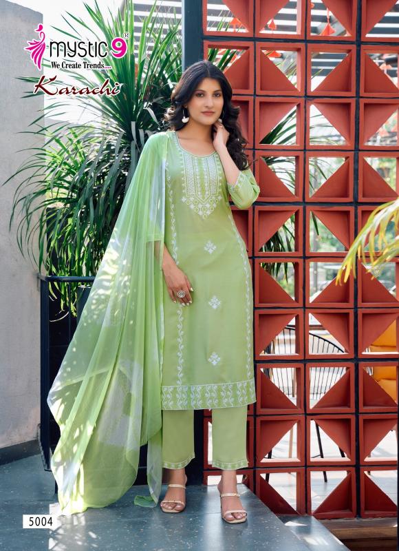 KARACHI VOL 5 BY MYSTIC 9 READYMADE SHOP TRENDY RAYON SUIT FOR LADIES