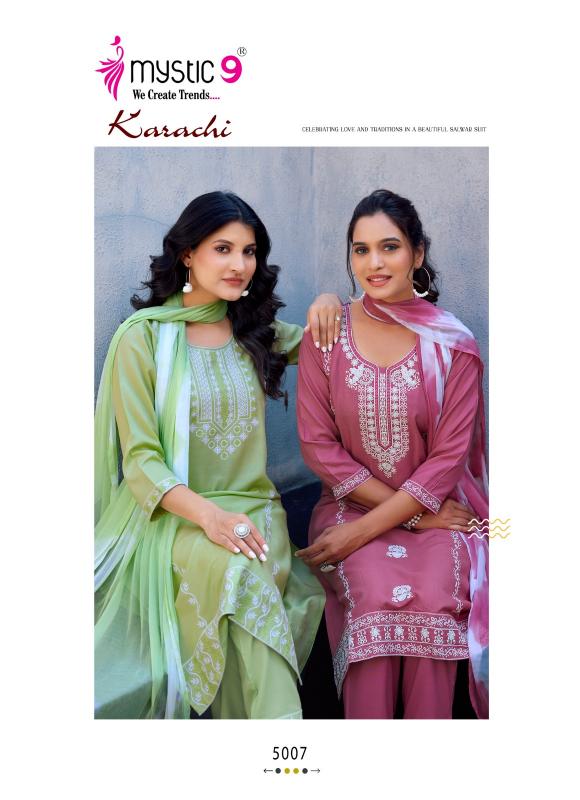 KARACHI VOL 5 BY MYSTIC 9 READYMADE SHOP TRENDY RAYON SUIT FOR LADIES