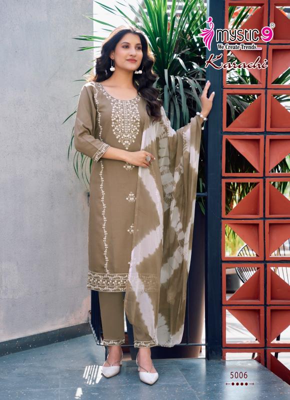 KARACHI VOL 5 BY MYSTIC 9 READYMADE SHOP TRENDY RAYON SUIT FOR LADIES