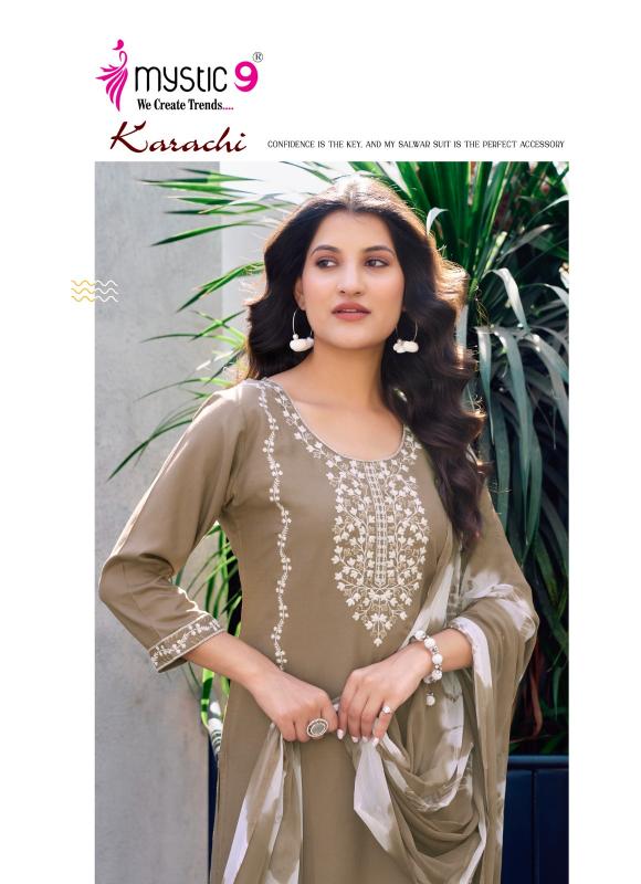 KARACHI VOL 5 BY MYSTIC 9 READYMADE SHOP TRENDY RAYON SUIT FOR LADIES