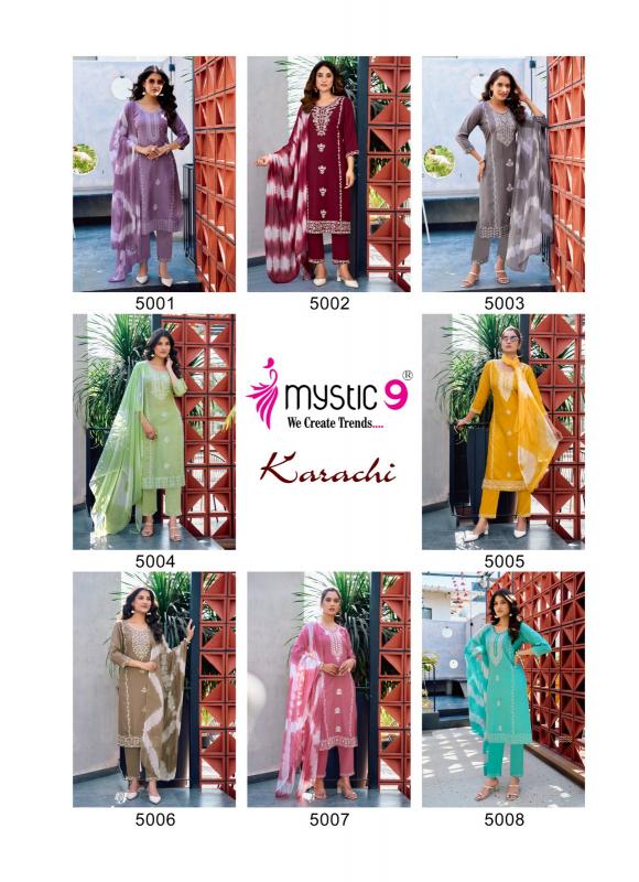 KARACHI VOL 5 BY MYSTIC 9 READYMADE SHOP TRENDY RAYON SUIT FOR LADIES