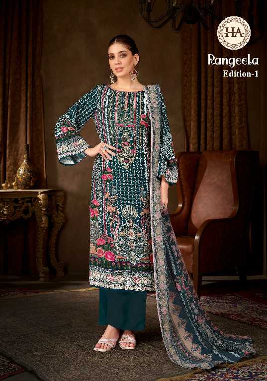Harshit Rangeela Vol-1 Wholesale VIscose Reyon With Work Dress Material