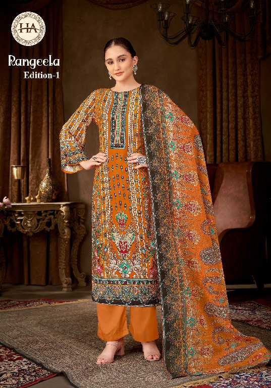 Harshit Rangeela Vol-1 Wholesale VIscose Reyon With Work Dress Material