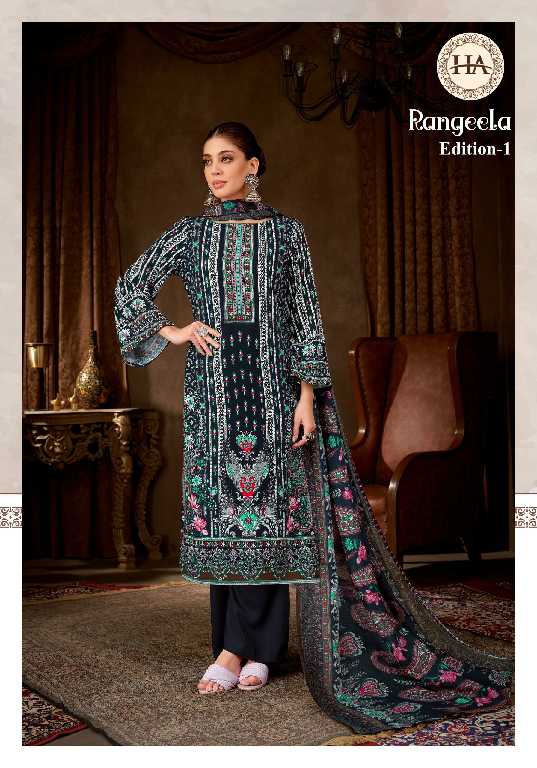 Harshit Rangeela Vol-1 Wholesale VIscose Reyon With Work Dress Material