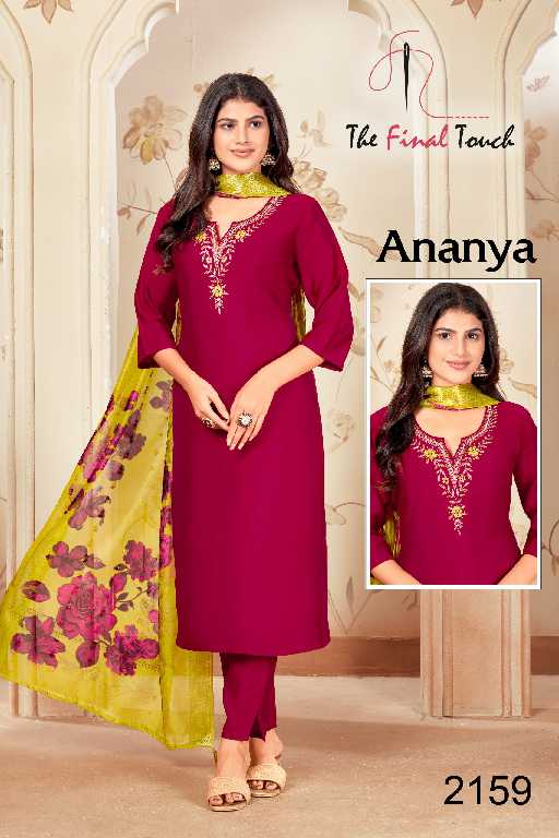 The Final Touch Ananya Wholesale Roman With Handwork 3 Piece Suits Combo