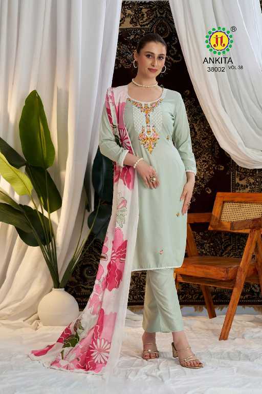 JT Ankita Vol-38 Wholesale Rayon With Embroidery Work Dress Material