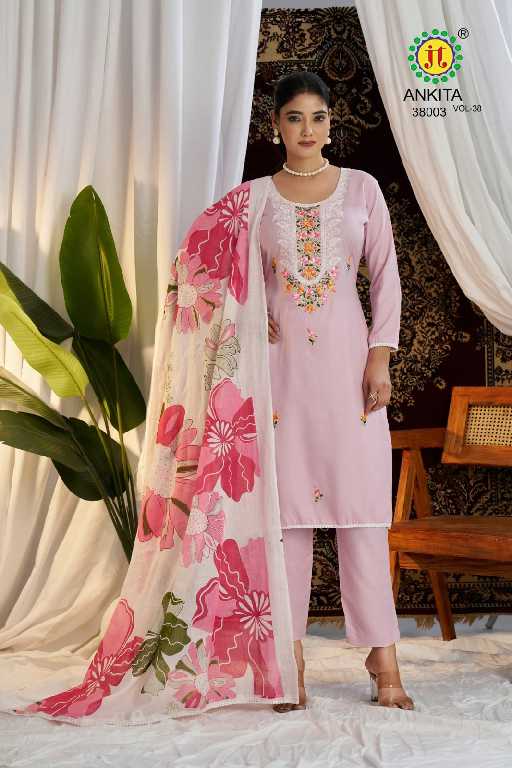 JT Ankita Vol-38 Wholesale Rayon With Embroidery Work Dress Material