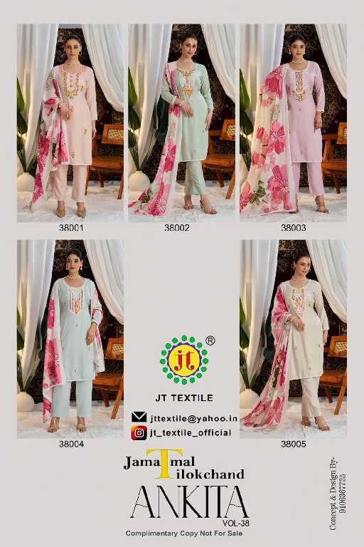 JT Ankita Vol-38 Wholesale Rayon With Embroidery Work Dress Material