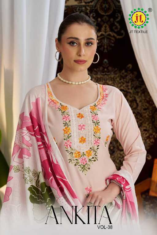 JT Ankita Vol-38 Wholesale Rayon With Embroidery Work Dress Material