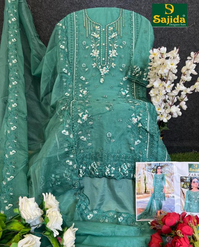 SAJIDA DESIGNER ZARA VOL 3 ORGANZA MODERN PAKISTANI DRESS MATERIAL