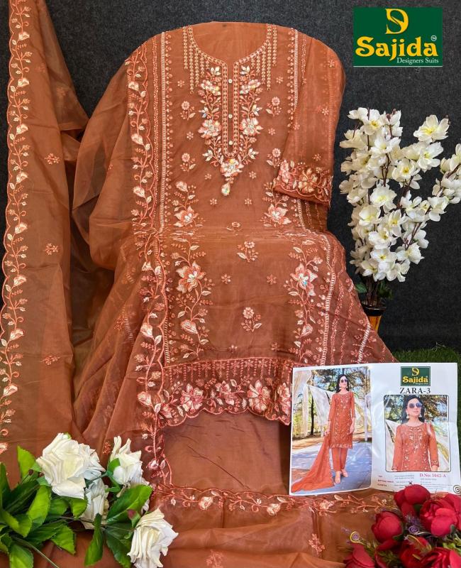SAJIDA DESIGNER ZARA VOL 3 ORGANZA MODERN PAKISTANI DRESS MATERIAL
