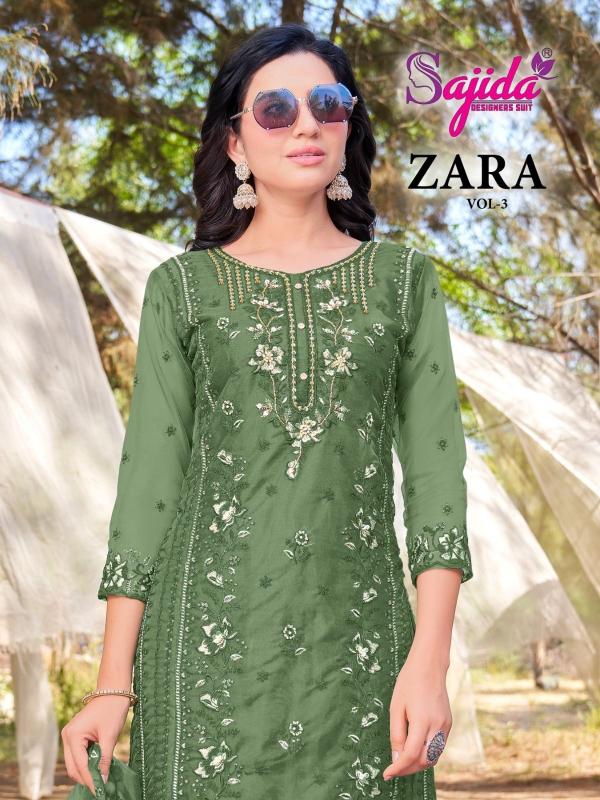 SAJIDA DESIGNER ZARA VOL 3 ORGANZA MODERN PAKISTANI DRESS MATERIAL