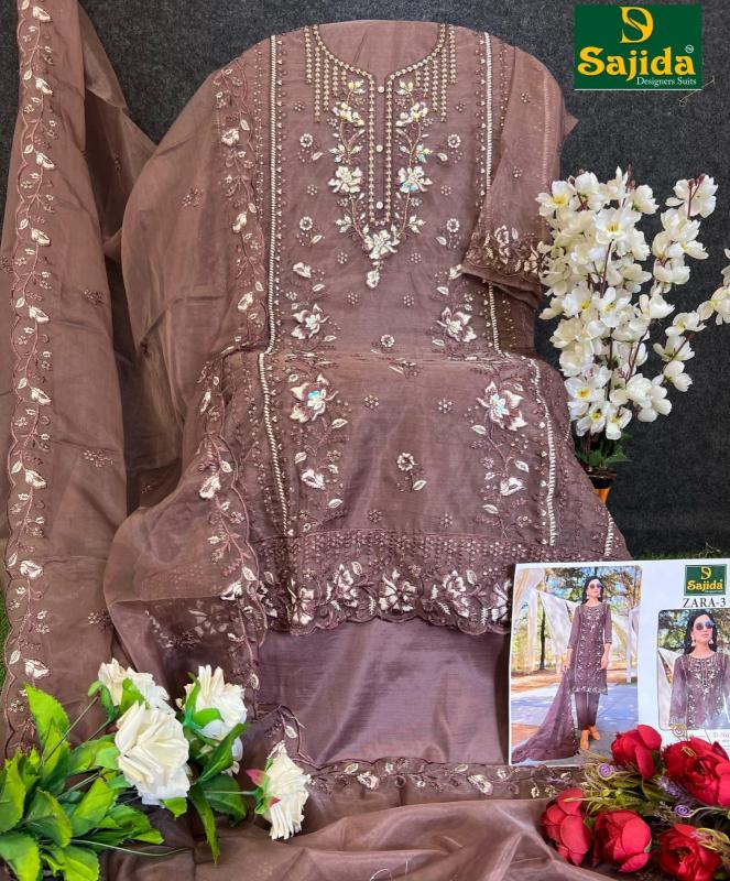 SAJIDA DESIGNER ZARA VOL 3 ORGANZA MODERN PAKISTANI DRESS MATERIAL
