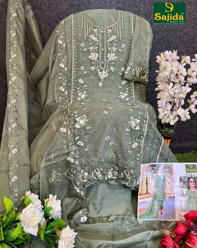SAJIDA DESIGNER ZARA VOL 3 ORGANZA MODERN PAKISTANI DRESS MATERIAL