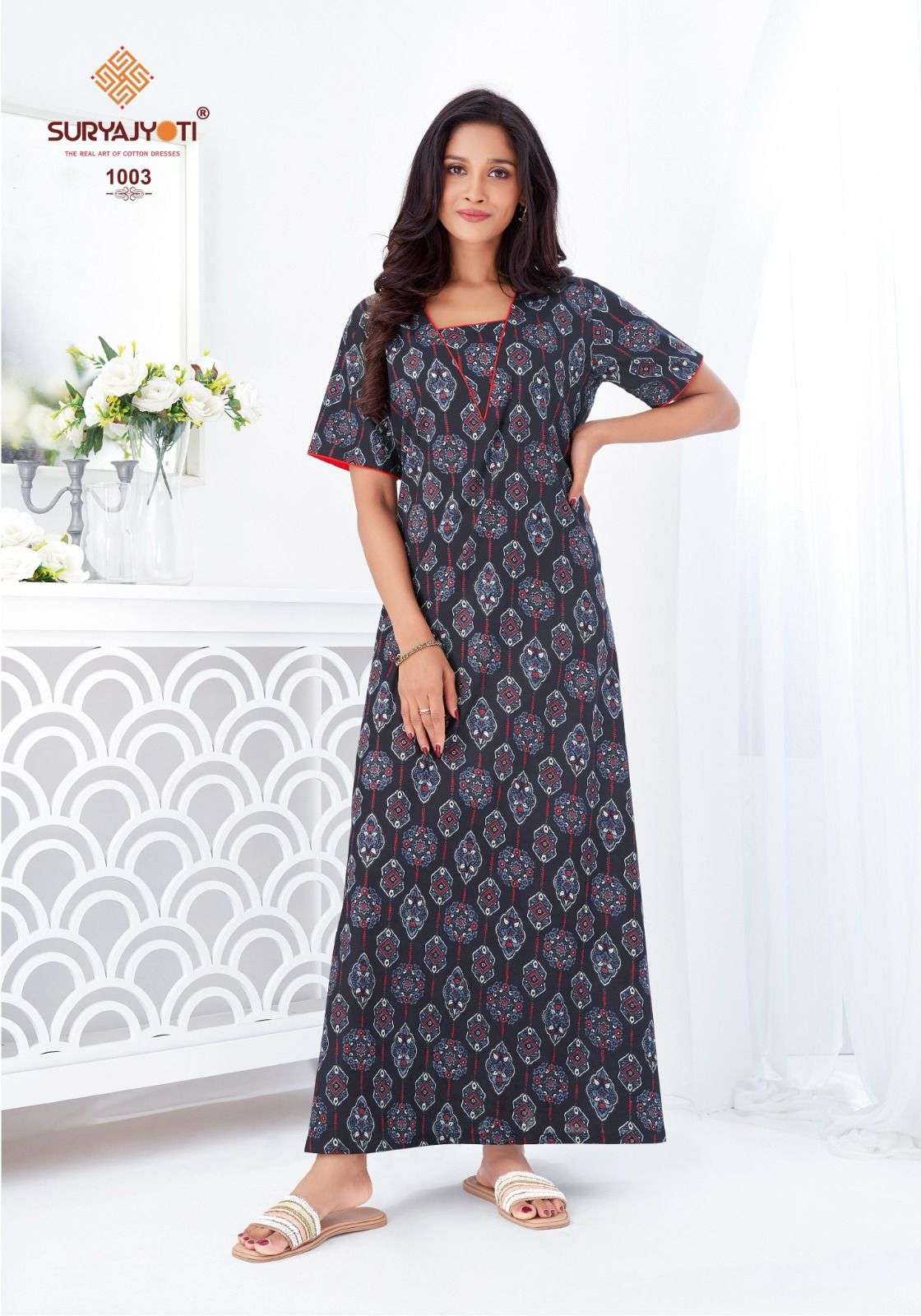 SURYAJYOTI PEARL VOL 1 READYMADE DAILY WEAR COTTON NIGHTY GOWN