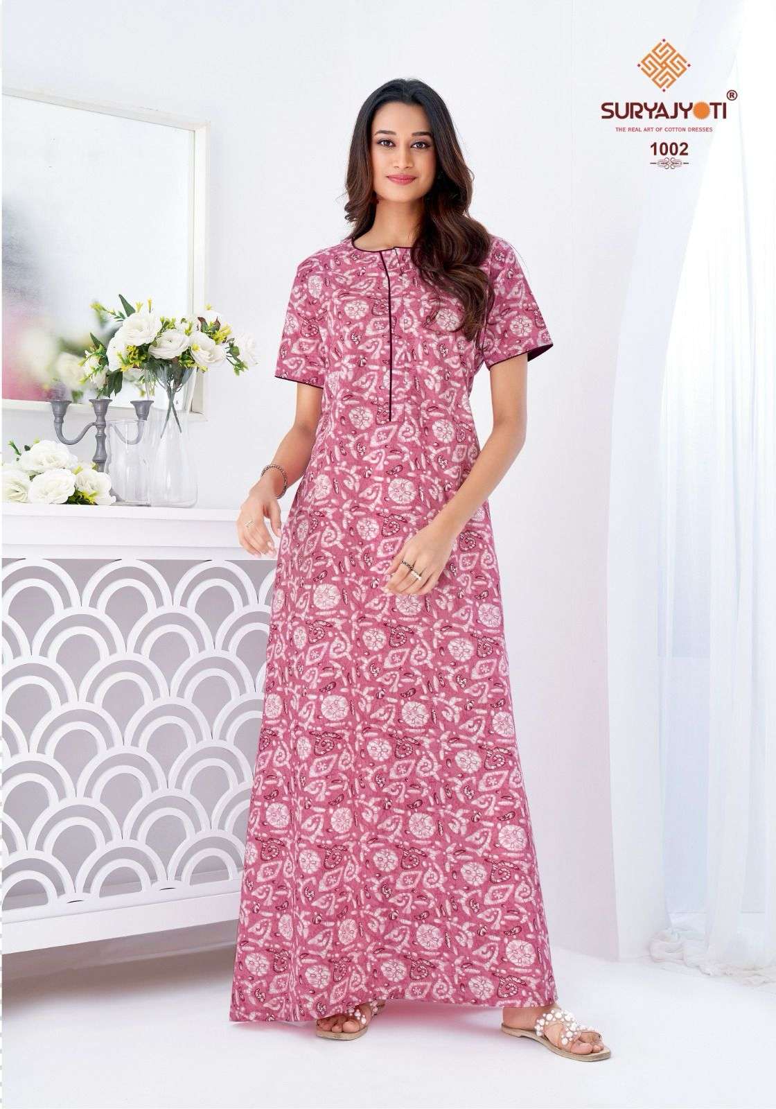 SURYAJYOTI PEARL VOL 1 READYMADE DAILY WEAR COTTON NIGHTY GOWN