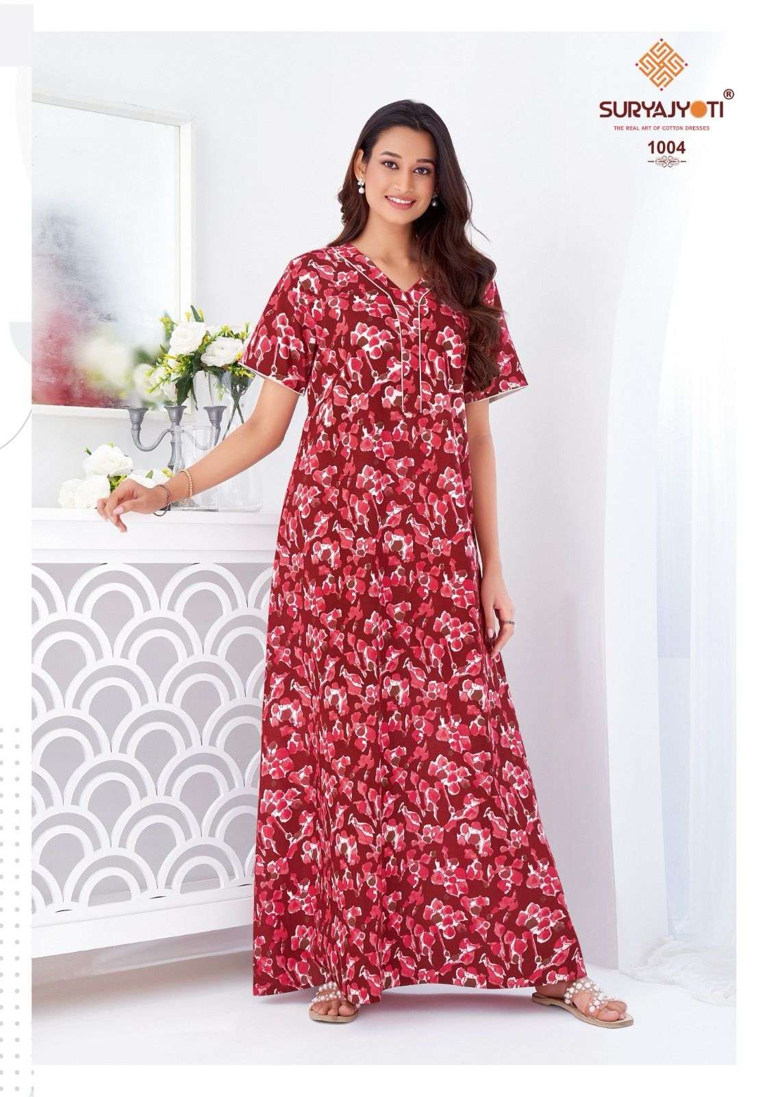 SURYAJYOTI PEARL VOL 1 READYMADE DAILY WEAR COTTON NIGHTY GOWN