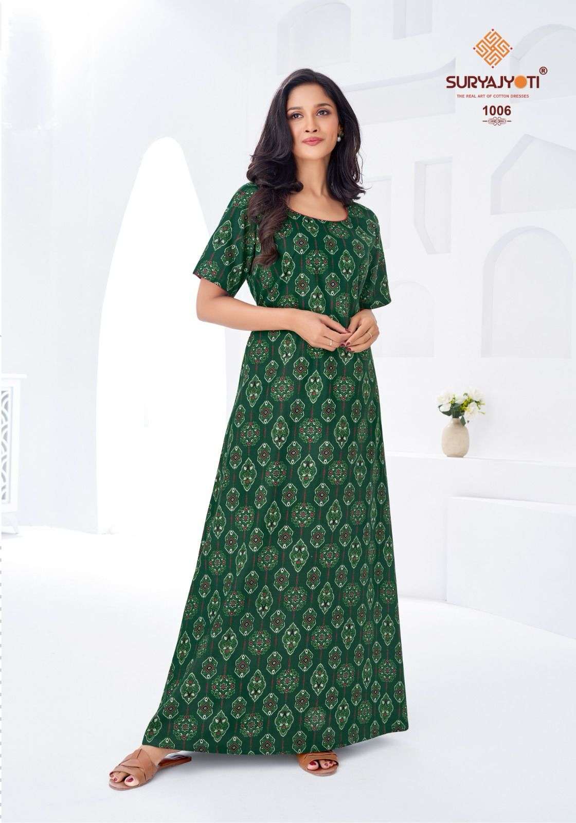 SURYAJYOTI PEARL VOL 1 READYMADE DAILY WEAR COTTON NIGHTY GOWN