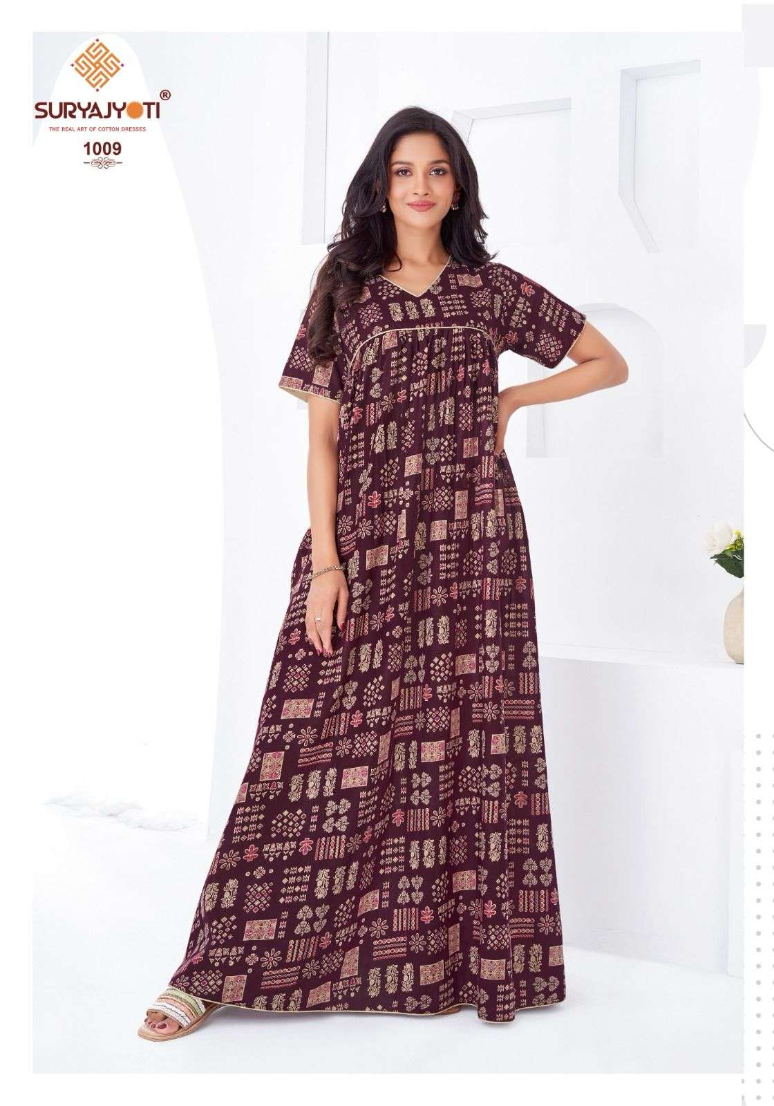 SURYAJYOTI PEARL VOL 1 READYMADE DAILY WEAR COTTON NIGHTY GOWN