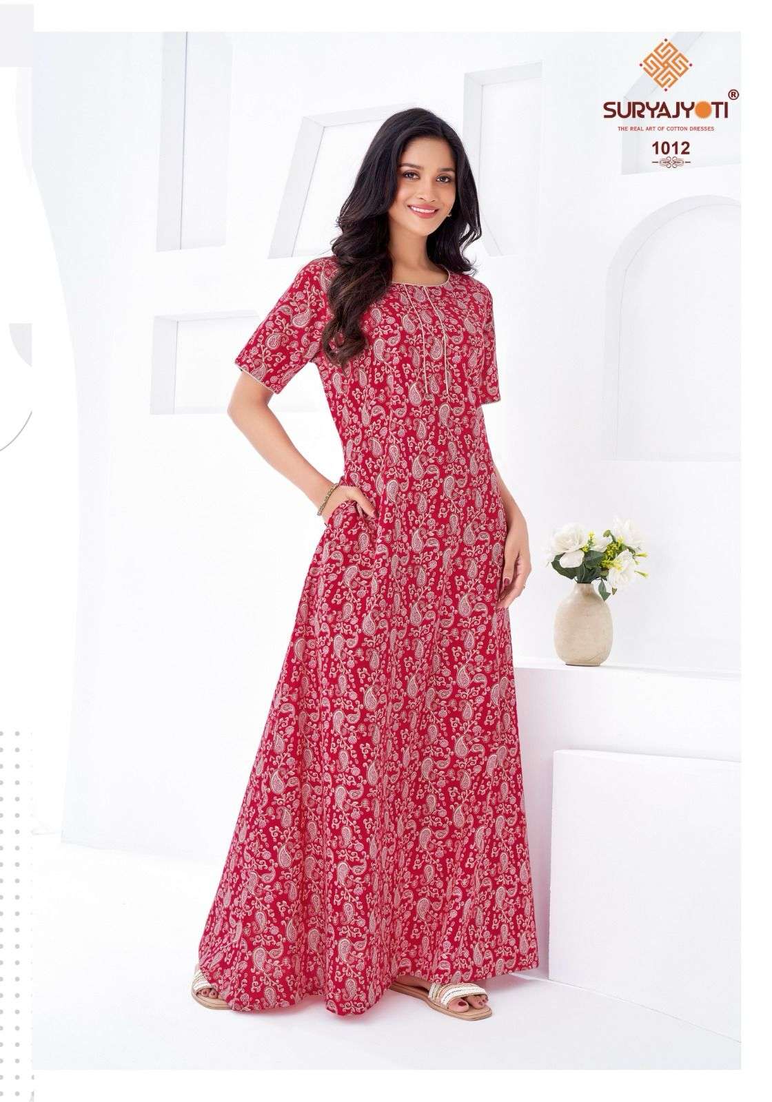 SURYAJYOTI PEARL VOL 1 READYMADE DAILY WEAR COTTON NIGHTY GOWN