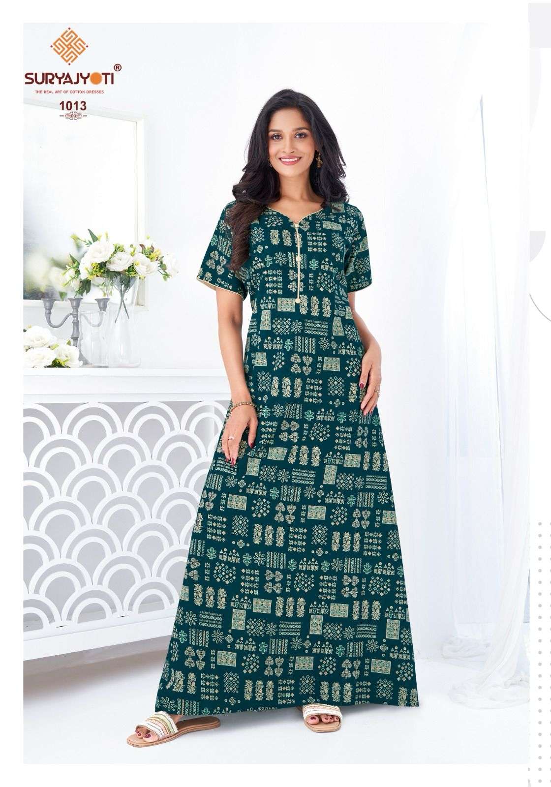 SURYAJYOTI PEARL VOL 1 READYMADE DAILY WEAR COTTON NIGHTY GOWN
