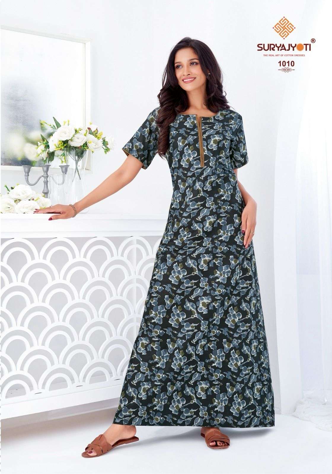 SURYAJYOTI PEARL VOL 1 READYMADE DAILY WEAR COTTON NIGHTY GOWN