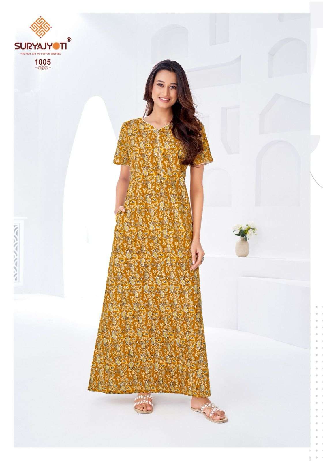 SURYAJYOTI PEARL VOL 1 READYMADE DAILY WEAR COTTON NIGHTY GOWN