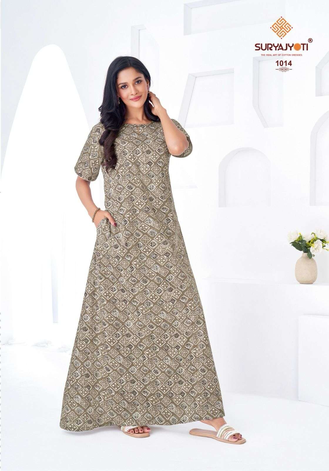 SURYAJYOTI PEARL VOL 1 READYMADE DAILY WEAR COTTON NIGHTY GOWN