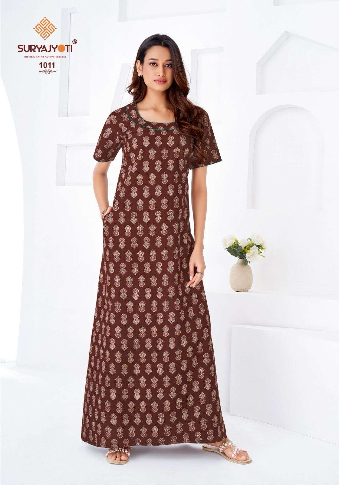 SURYAJYOTI PEARL VOL 1 READYMADE DAILY WEAR COTTON NIGHTY GOWN