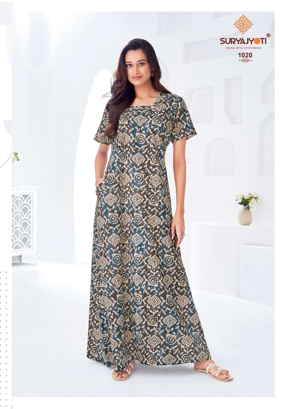 SURYAJYOTI PEARL VOL 1 READYMADE DAILY WEAR COTTON NIGHTY GOWN