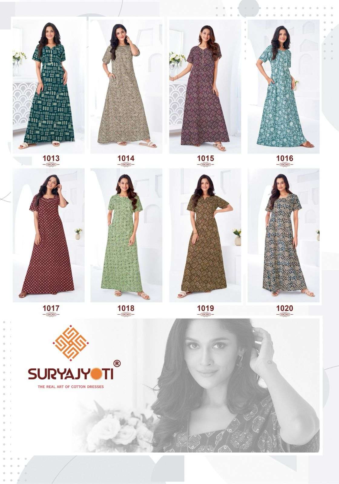 SURYAJYOTI PEARL VOL 1 READYMADE DAILY WEAR COTTON NIGHTY GOWN