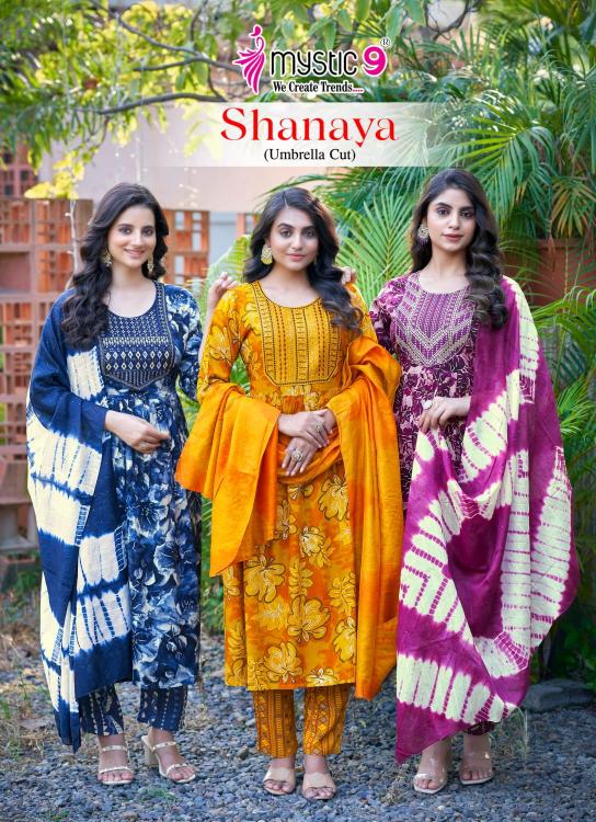 MYSTIC9 SHANAYA VOL 8 RAYON PRINT FULLY STITCH SHOP TRENDY 3PCS DRESS