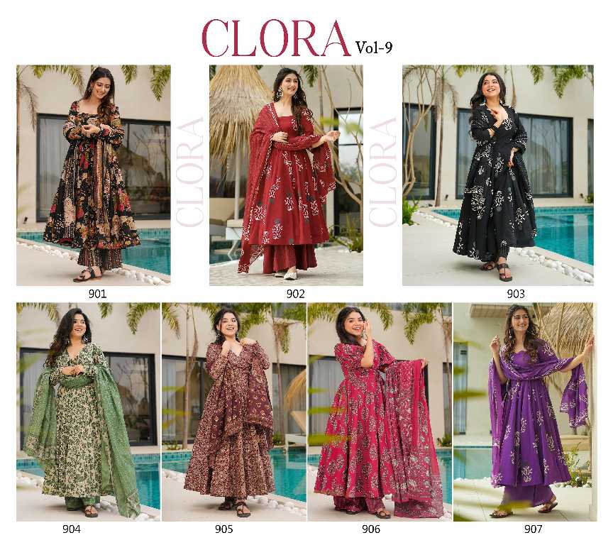 Lucaya Clora Vol-9 Wholesale Anarkali Top With Pant And Dupatta