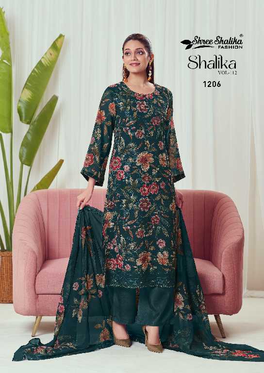 Shree Shalika Shalika Vol-112 Wholesale Georgette Multi Work Straight Suits Catalog