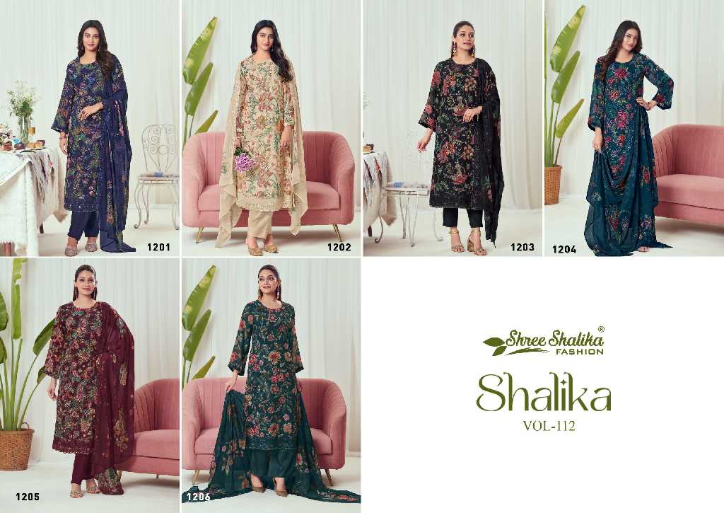 Shree Shalika Shalika Vol-112 Wholesale Georgette Multi Work Straight Suits Catalog