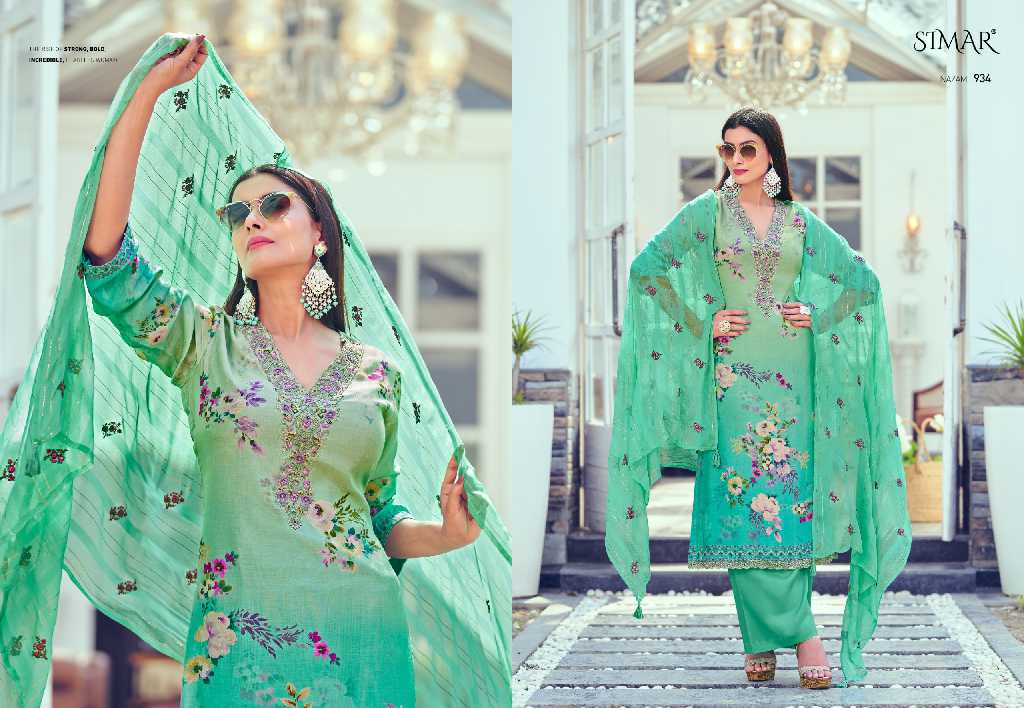 Glossy Simar Nazam Vol-2 Wholesale Pure Muslin With Embroidery Work Suits