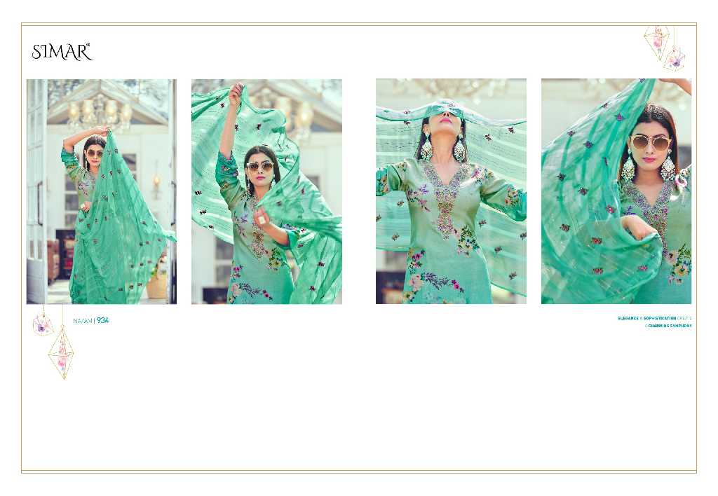 Glossy Simar Nazam Vol-2 Wholesale Pure Muslin With Embroidery Work Suits