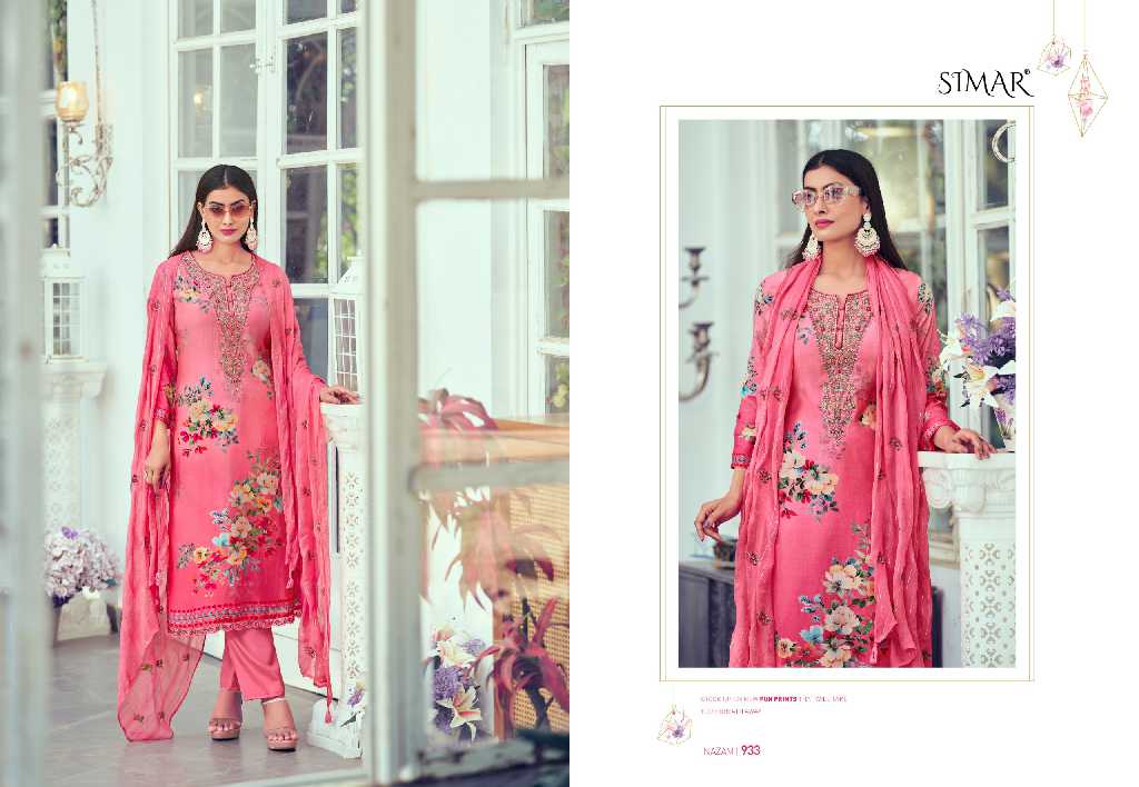 Glossy Simar Nazam Vol-2 Wholesale Pure Muslin With Embroidery Work Suits