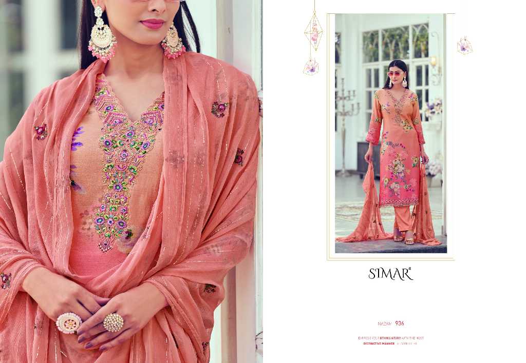 Glossy Simar Nazam Vol-2 Wholesale Pure Muslin With Embroidery Work Suits