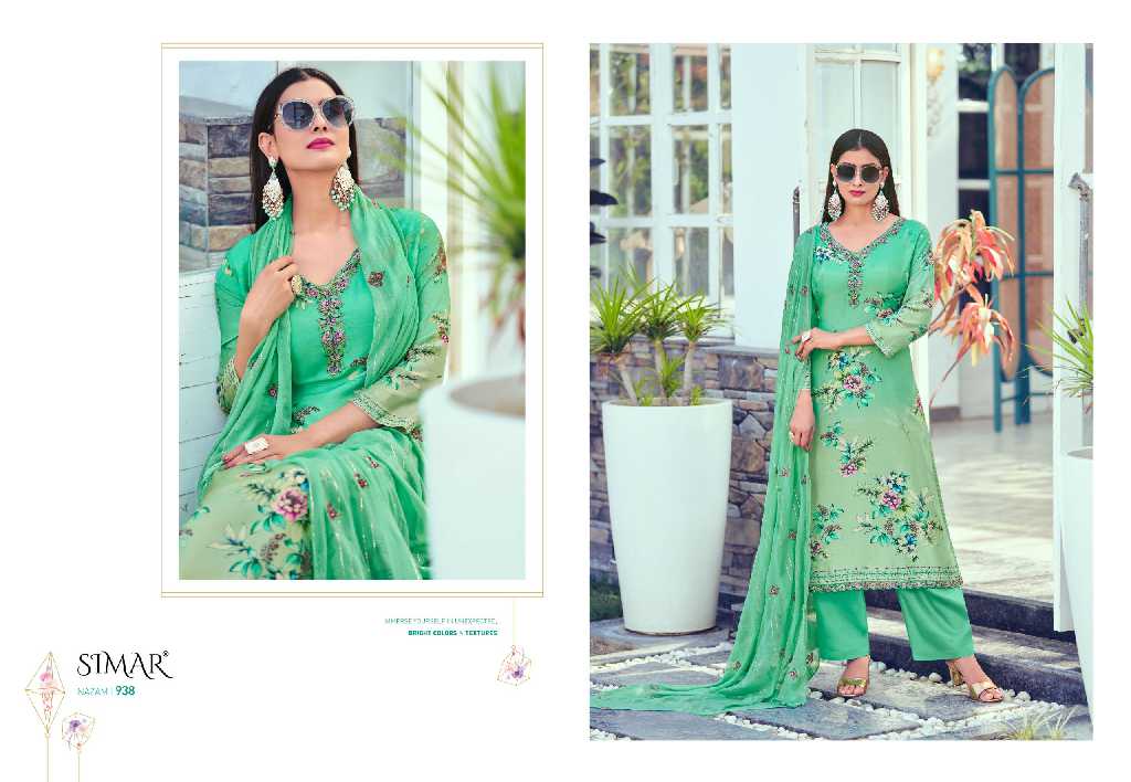 Glossy Simar Nazam Vol-2 Wholesale Pure Muslin With Embroidery Work Suits