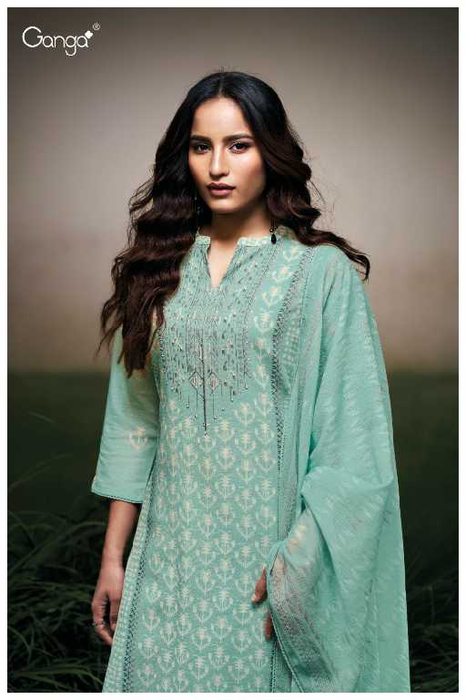 Ganga Hermona S3531 Wholesale Cotton Linen With Hand Embroidery Suits
