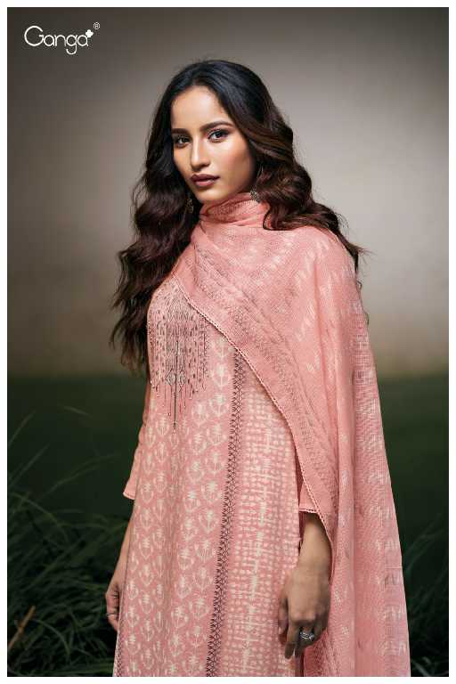 Ganga Hermona S3531 Wholesale Cotton Linen With Hand Embroidery Suits