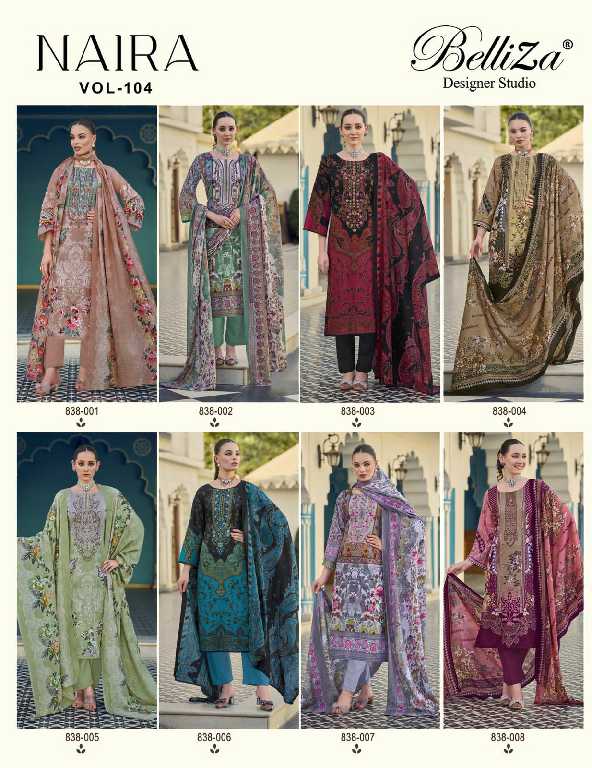 naira vol 104 by belliza designer cotton modern pakistani dress material