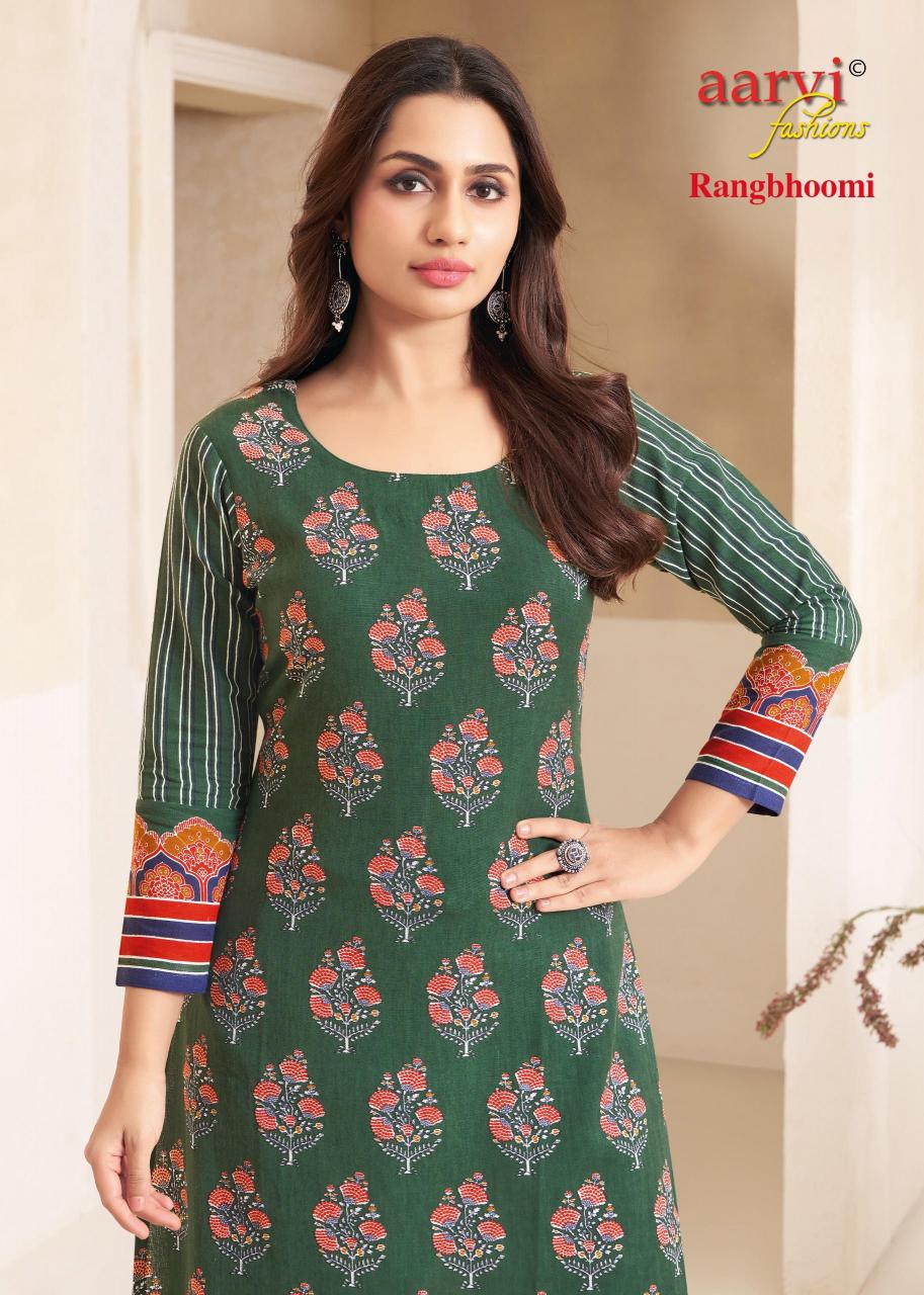 AARVI FASHION RANGBHOOMI VOL 1 READYMADE FLEX COTTON KURTI WITH PANT