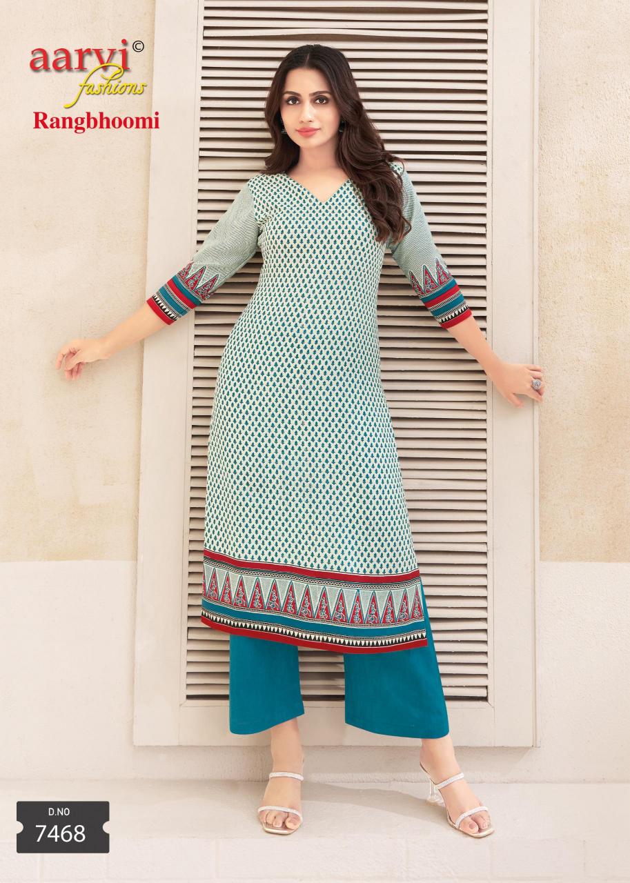AARVI FASHION RANGBHOOMI VOL 1 READYMADE FLEX COTTON KURTI WITH PANT