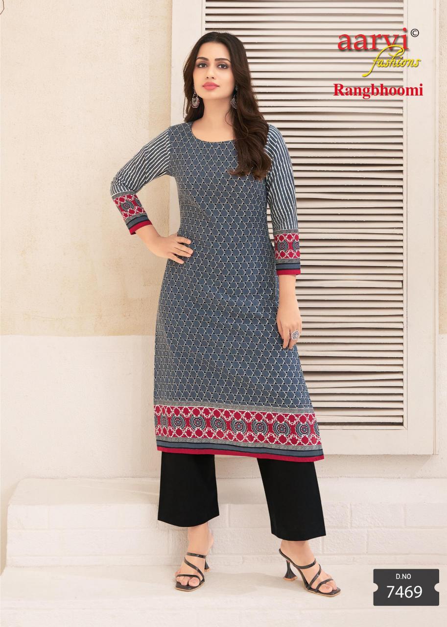 AARVI FASHION RANGBHOOMI VOL 1 READYMADE FLEX COTTON KURTI WITH PANT
